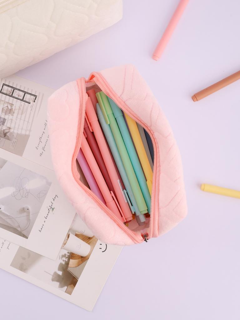 Love Solid Color Pencil Case Large Capacity Pen pouch Portable Storage Bag Trousse Pillow Pen BagPillow Stationery Pencil Case
