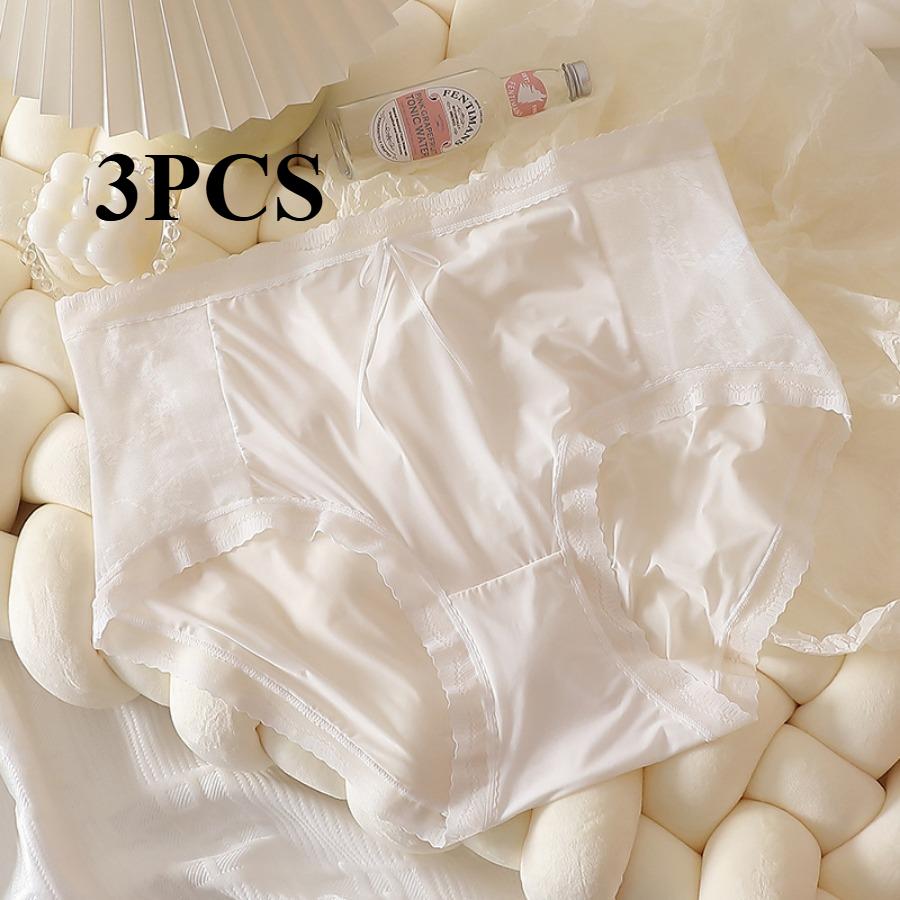 

3 шт. женские кружевные трусики с высокой талией, прозрачные, тонкие, мягкие, дышащие, трусы больших размеров, роскошные, утягивающие трусики для живота XL белый