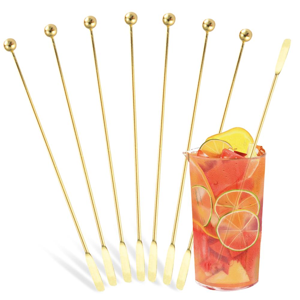Silver 304 Stainless Steel Cocktail Picks Bar Tools Drink Stirring Sticks Drinks Decoration Reusable Fruit Sticks Cocktail Picks