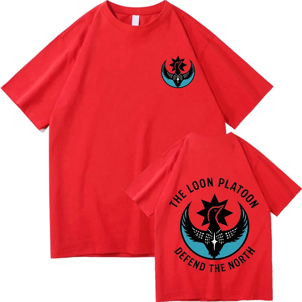 The Loon Platoon Defend The North T-shirt Rebel Loon Graphic Print Tshirts Short Sleeve Cotton O-neck Male Tees Streetwear Shirt S