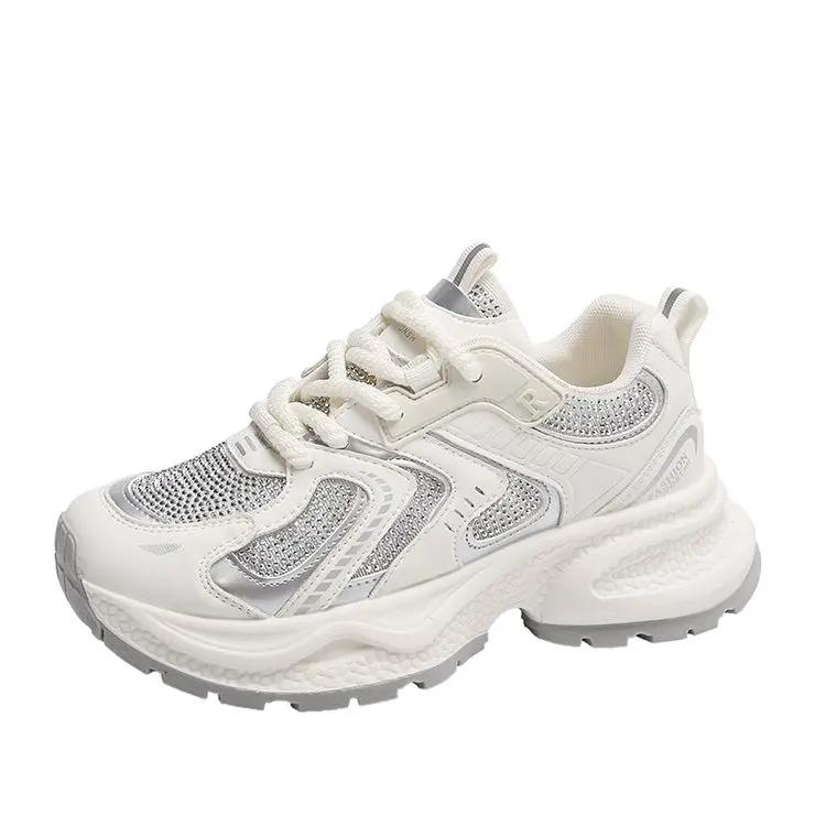 

Мода 2024 года, новые внутренние малые белые туфли, женские летние кожаные модные кроссовки, женские туфли на толстой подошве, туфли на платформе 35 бежевый