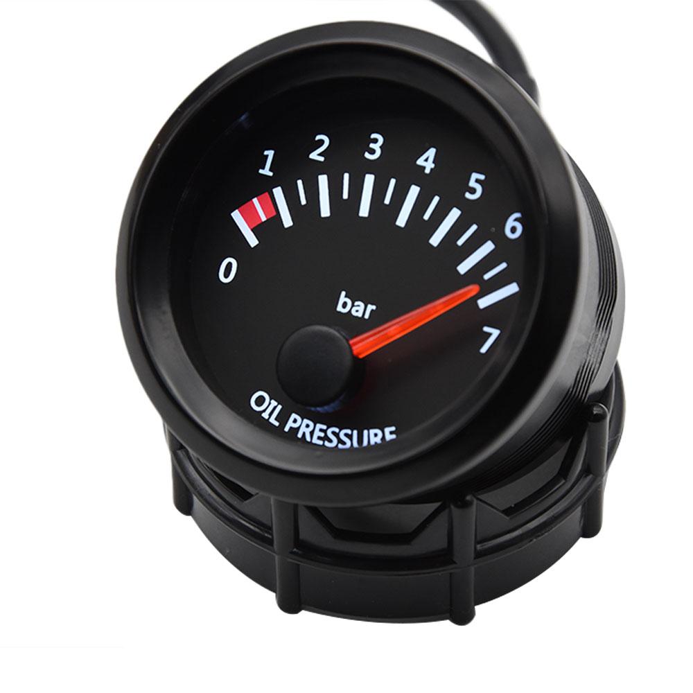 Universal 52MM Racing Gauge Oil Pressure Gauge 0-7 Bar Oil Pressure Meter 1/8NPT Oil Press Sensor for Car White LED Light Custom