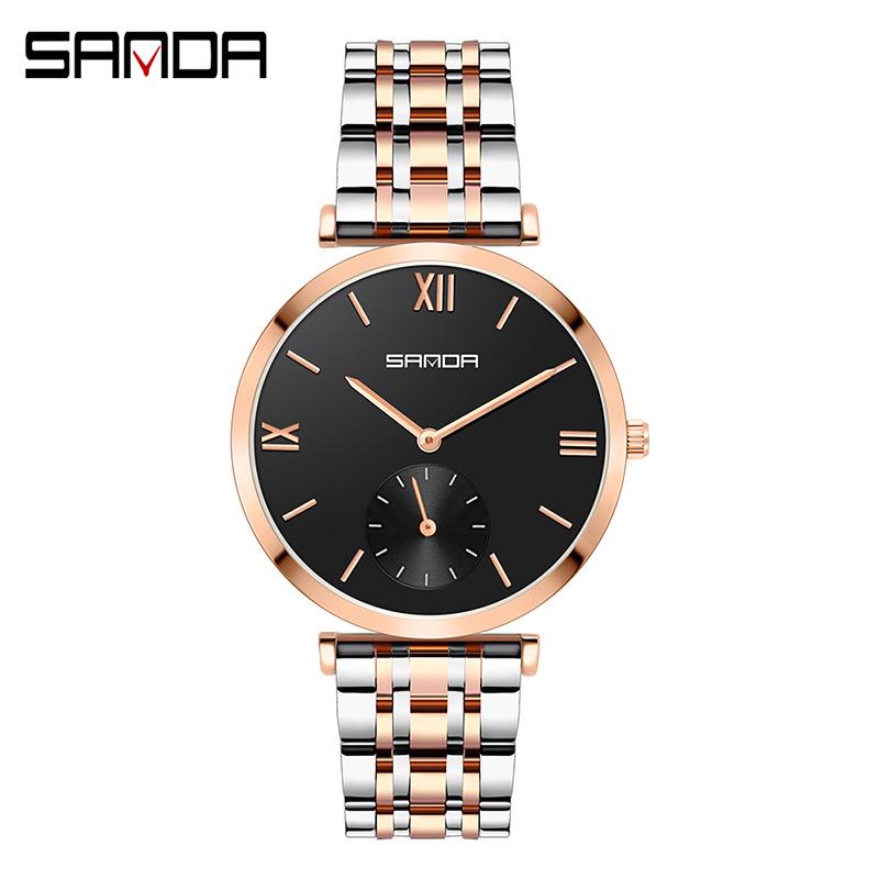 Sanda Summer Steel Band Couple Watches - Trendy Waterproof Wristwatches for Men and Women