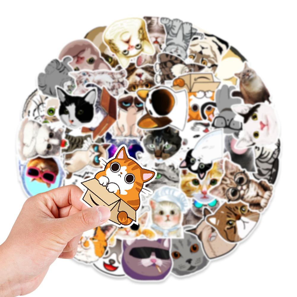 50 Cute Kitten Expressions Graffiti Stickers Suitcase Refrigerator Car Decoration Stickers