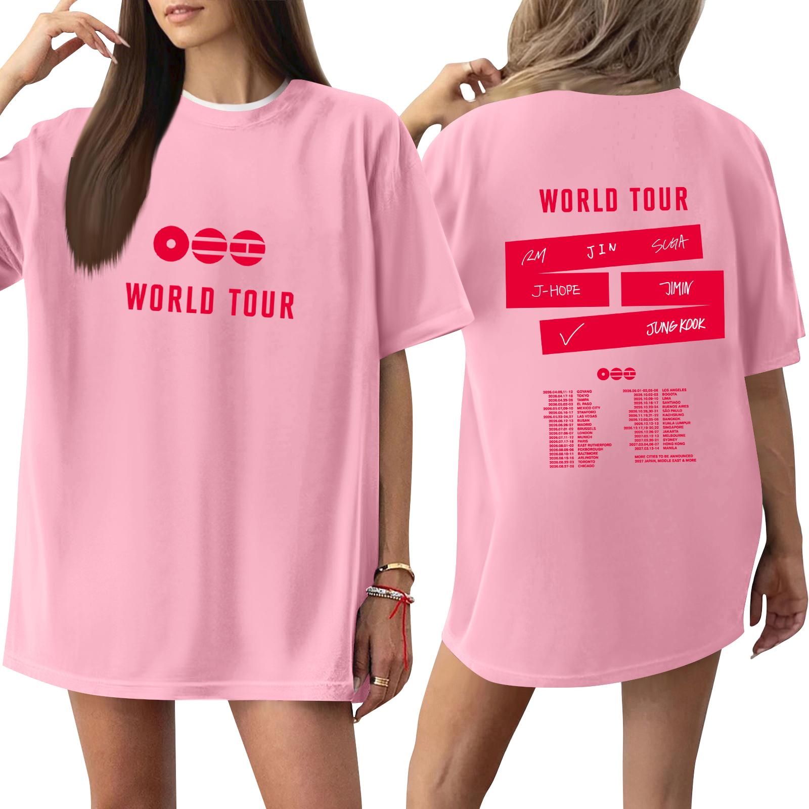 

Women s Casual Printed T-Shirt Round Neck Pullover Short Sleeve Top L рожевий