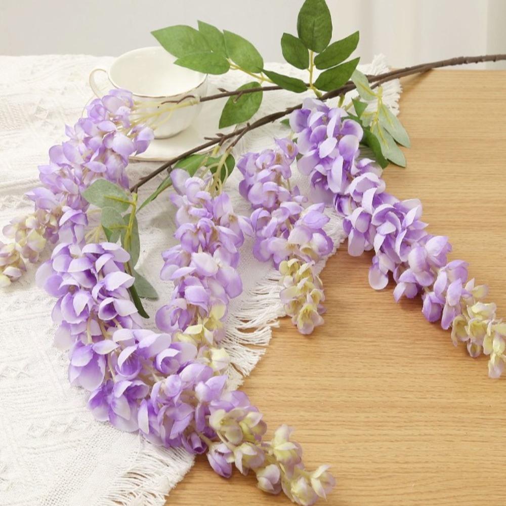 Long Branches Artificial Flower 5 Fork Wisteria Vine Flower Greenery Silk Flower String  Garden