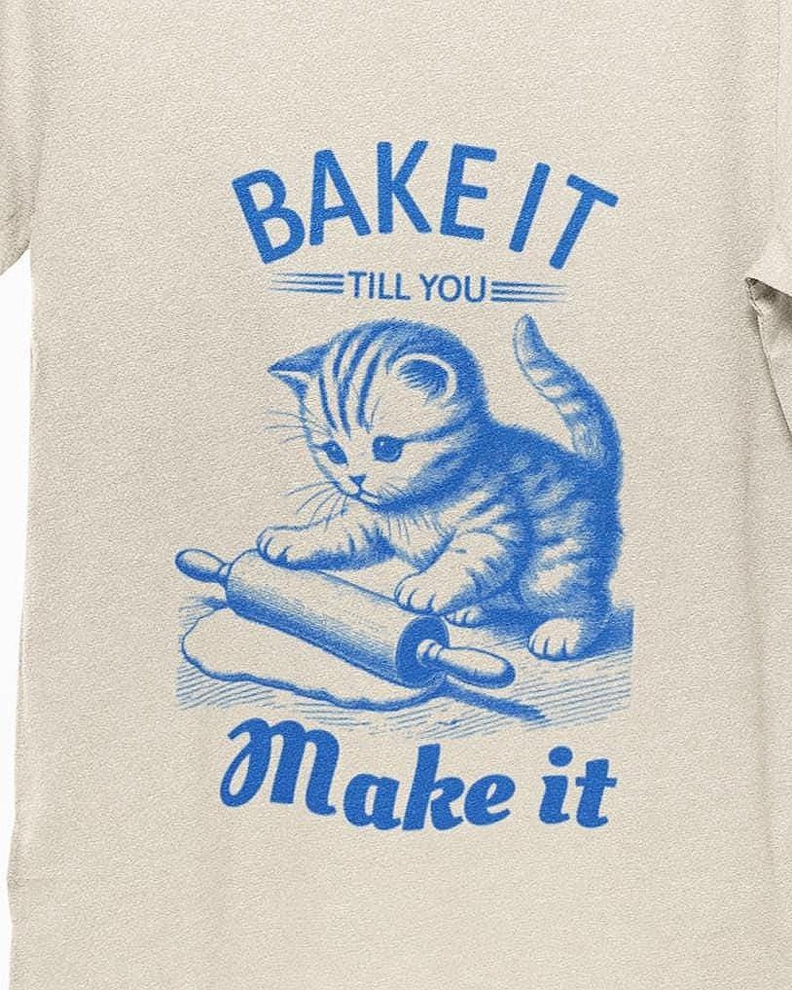 Bake It till You Make It T-shirt Cat Baking Vintage Retro Style Gift 3XL