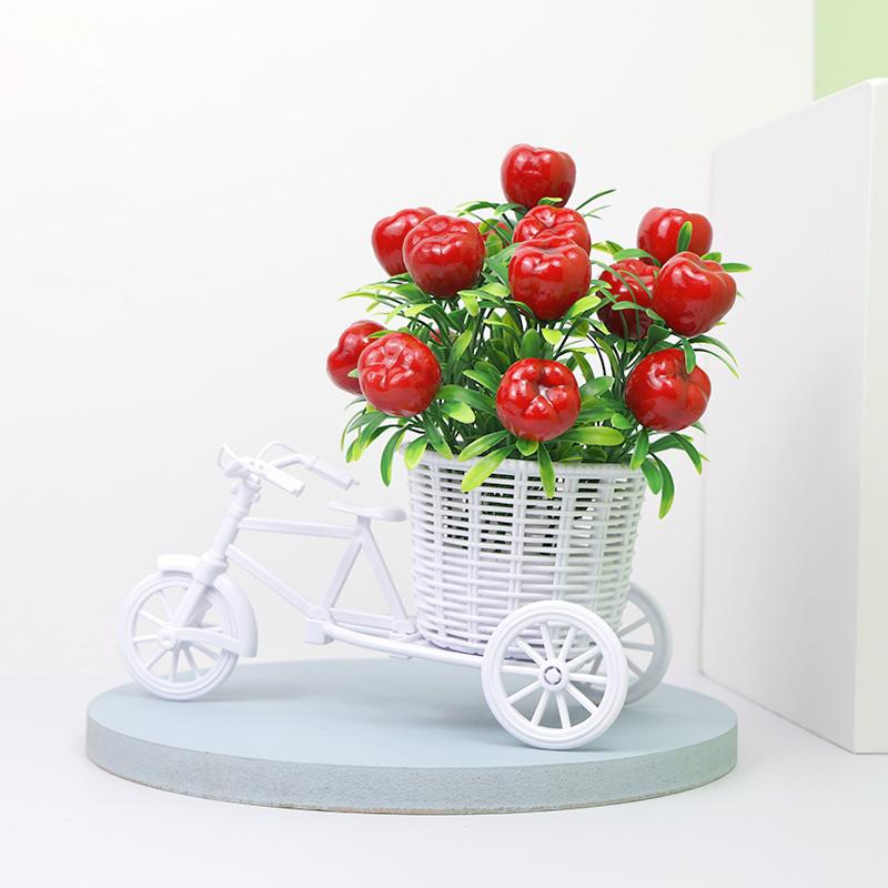 Simulation Flower Decorations Rattan Flower Basket Tricycle Bicycle Model Home Garden Wedding Party Decoration Romantic And Cute