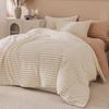 Winter Thick Warm Luxury Solid Striped Milk Fleece Bedding Set