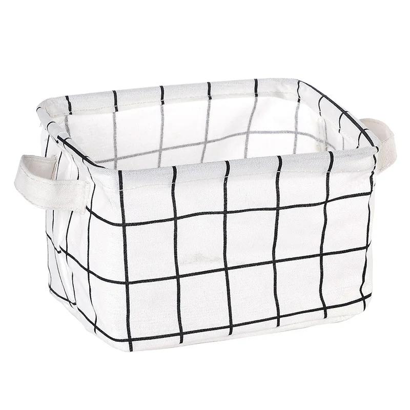 Leinen Desktop Storage Basket Sundries Toy Storage Box Wäschekorb Unterwäsche Cosmetic Organizer Büro Schreibwaren Veranstalter