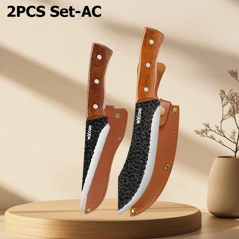 WXCOO Stainless Steel Kitchen Knife Hand Forged Full Tang Rosewood Handle Boning Knife Butcher Knife Meat Cleaver with Sheath
