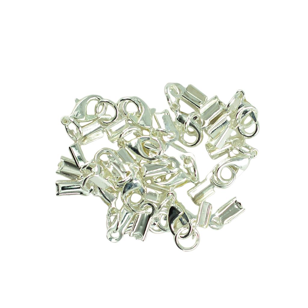 24 Pieces Multicolor Lobster Claw Clasp Leather Crimp Cord Clip Ends Crafts