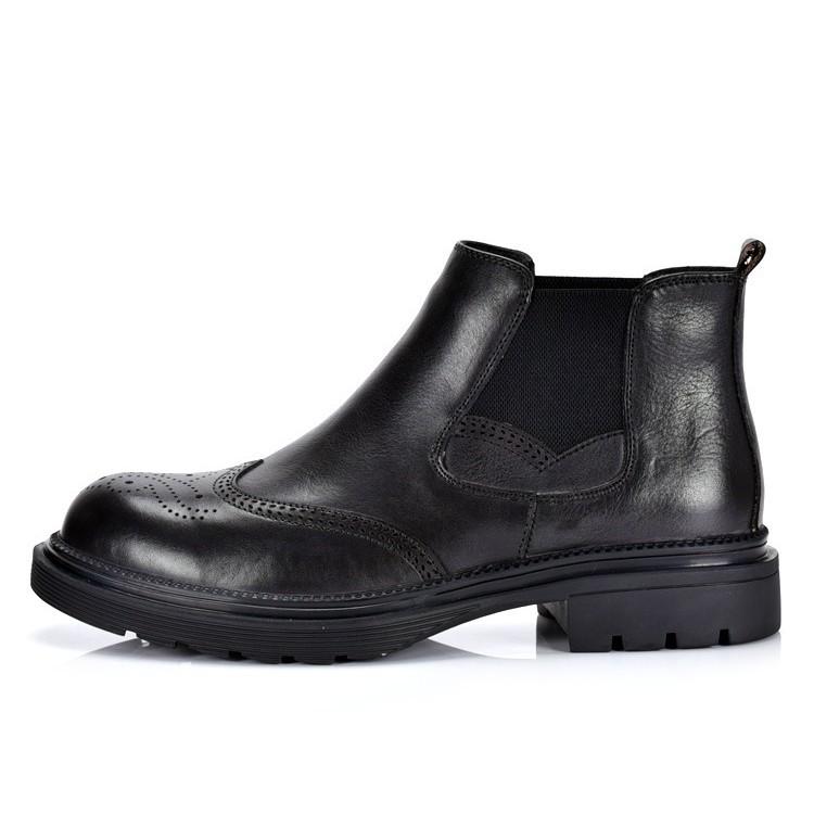 First Layer Cowhide Chelsea Boots Men'S Leather Versatile Velvet Medium Help Breathable Boots Martin Boots