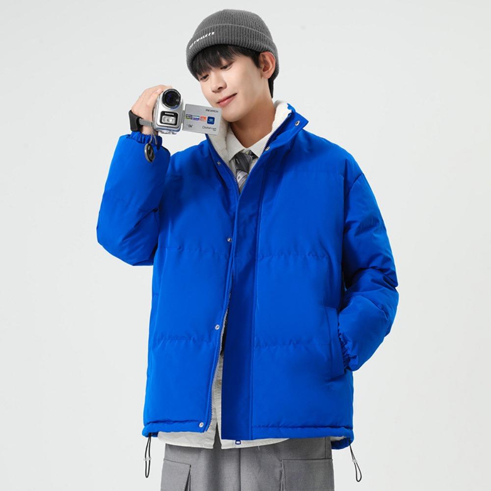 Solid Color Thickened Warm Stand-up Collar Sheepskin Thick Warm Casual Loose Cotton-padded Clothes for Men and Women