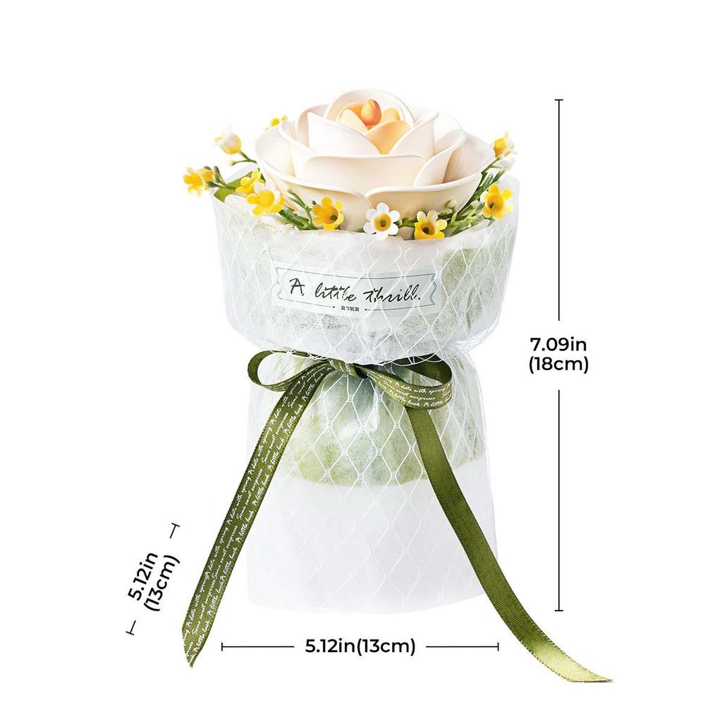 Robotime ROKR DIY Bouquet White Camellia 3D Puzzle Models DIY Flowers for Girlfriend Valentine's Day Gift AF011