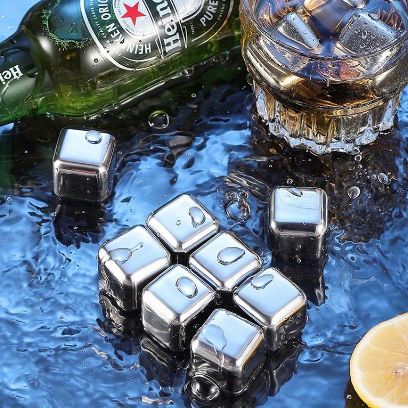 4/6/8 Pcs Stainless Steel Whiskey Stones Ice Cubes Wine beer Cooler Bar Whisky Rock Cooler Chilling Stone Rocks for Beer Wine