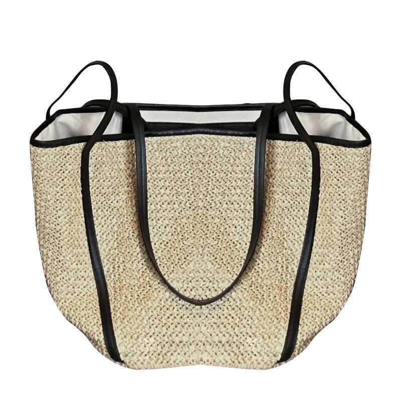 Small Crowd Homemade Fashionable Commuting Large Capacity Tote Bag Straw One-shoulder Handbag Vacation Style Woven
