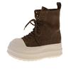 Canvas-High-Tops mit dicker Sohle für Damen 2025 Herbst und Winter Retro Europäischer und Amerikanischer Stil Großer Zeh Schnürschuhe Matt Workwear Ritterstiefel f