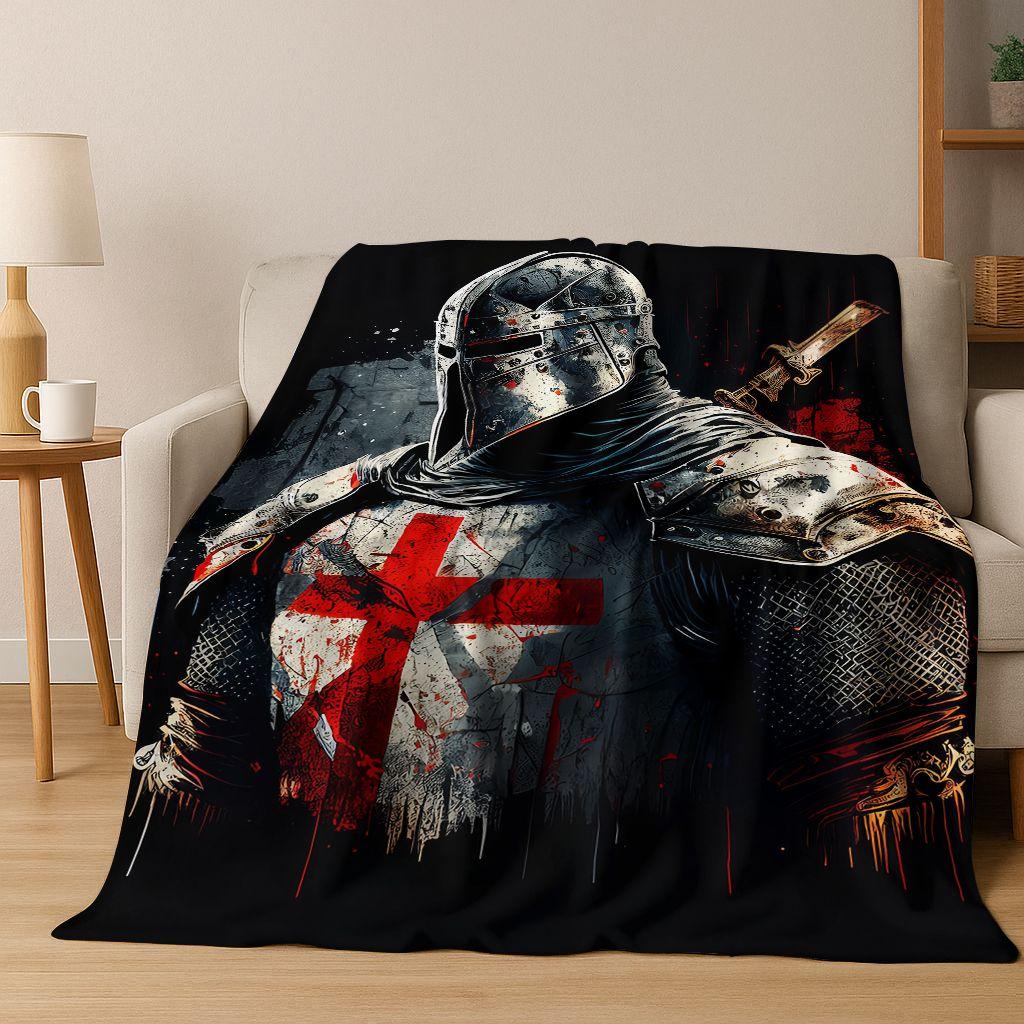 Templar Blood Knight Honor Holy Crusader Cartoon Flannel Blanket,Cozy Soft Throw Blanket for Home Bedroom Bed Sofa Cover Gift