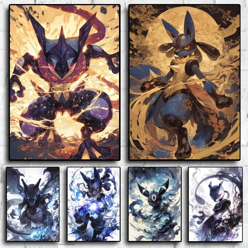 Hot Selling Anime Pokemon Lucario High Quality Retro Canvas Poster HD Printing Home Living Room Decor Holiday Gift Classic