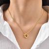 Women'S Simple Niche Love Clavicle Chain, Stainless Steel Twist Chain Heart Necklace Gold, Jewelry Nc-2404