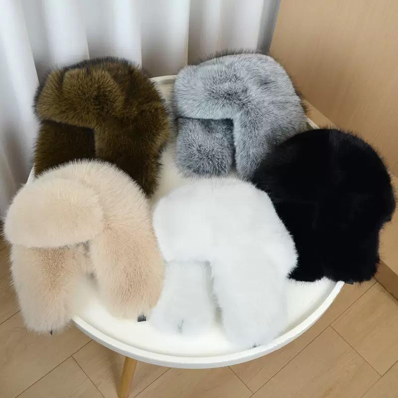 Thicken Faux Fur Bomber Hat Winter Warm Ear Protection Imitation Fur Hat Female Winter Earflap Ski Cap