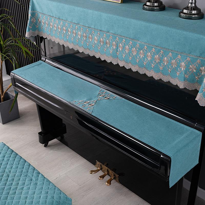Modern Minimalist Nordic Style Dust Cover Fabric Upright Piano Cover Cloths Half Covered Piano Key Protective Cloth Home Decorat Bench with Skirt Edge