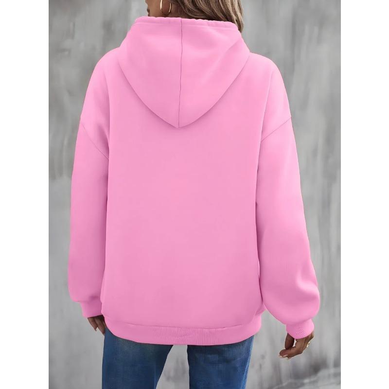 Womens Print Hoodie - Fashionable Solid Color with Adjustable Drawstring Hood Roomy Kangaroo Pocket Sweatshirt Hoodies Sweatshirts Women’s