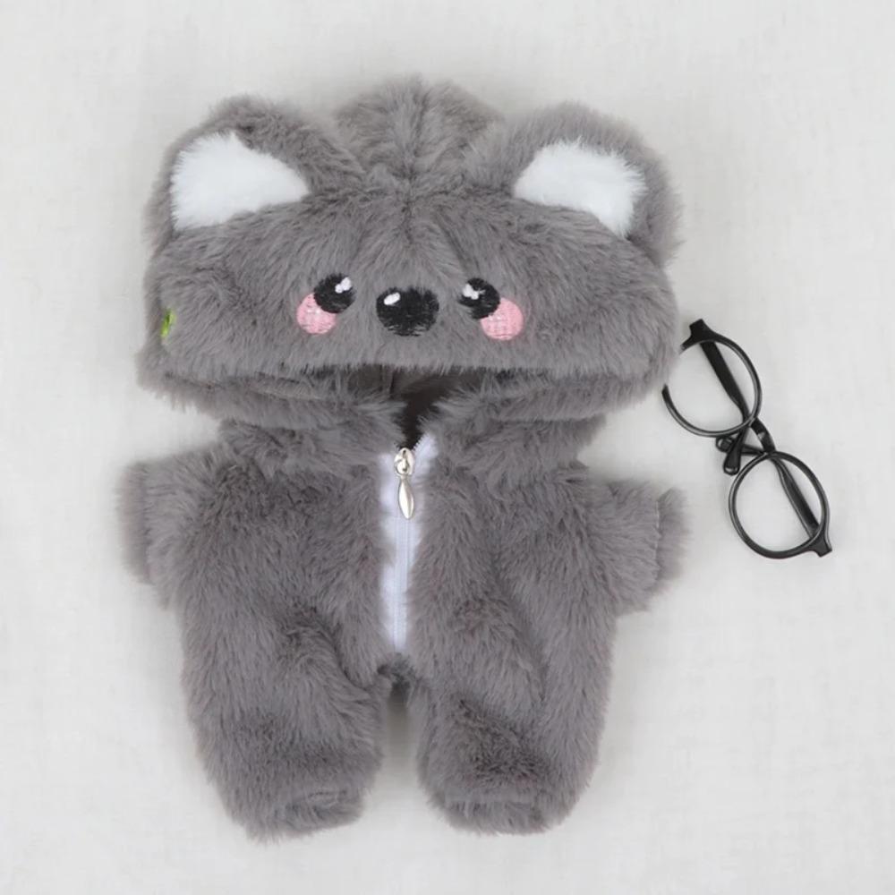 Cotton Doll Clothes 20cm Dinosaur Pajamas Flannel Hooded Onesie Winter Outfit Cute Plush Kigurumi for Dress Up