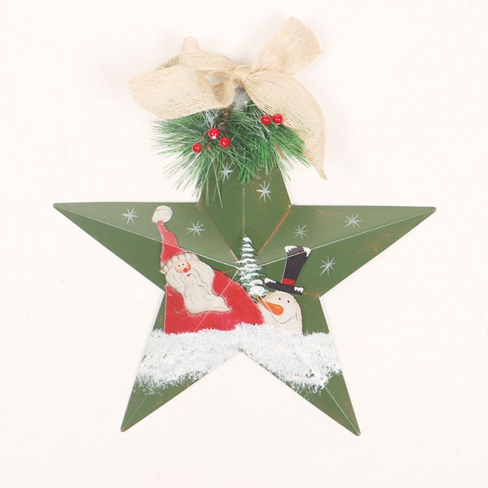 Iron Christmas Tree Decoration Pendant Old Man Snowman Pattern Hanging Ornament Door Display