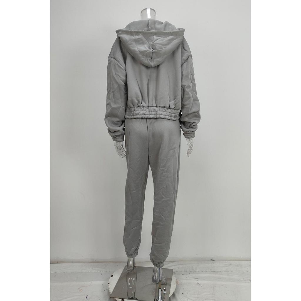 Spring and Autumn New Women's Clothing Solid Color, Simple Hooded Sweatshirt, Sports Casual Pants Three Piece Set