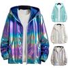 Men Windbreaker Jacket Gradient Colorful Ultra Thin Long Sleeve Elastic Cuff Coat Hooded Sun Protection Jacket Sunscreen Clothing