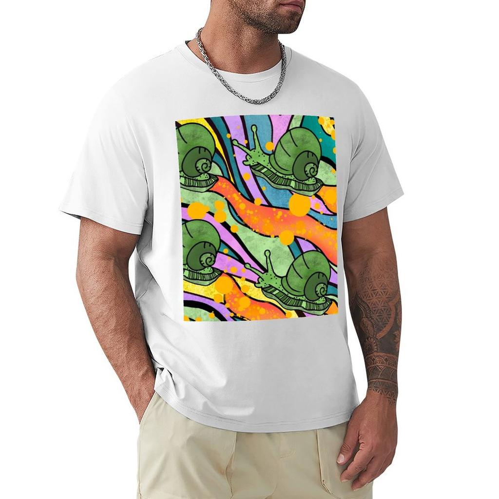 Groovy Snail Pattern TShirt anime stuff boys whites mens big and tall t shirts
