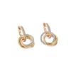 Boucles d'oreilles trois couleurs à trois anneaux serties de diamants, plaquées or 18 carats, usinées CNC, avec clous en diamants Seiko Light Luxury