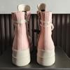 Women and Men Casual Canvas Boots Height Increased Lace Up Platform Shoe Top Quality Round Toe Flat High Top Sneakers Pink Black