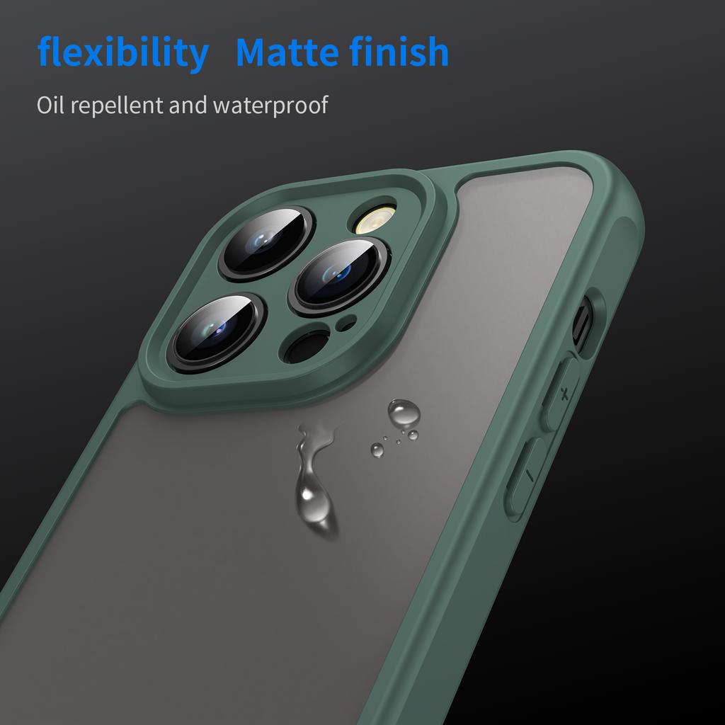 For iPhone 14 Pro Case Drop Proof Airbags Frosted Translucent PC + TPU Phone Back Cover