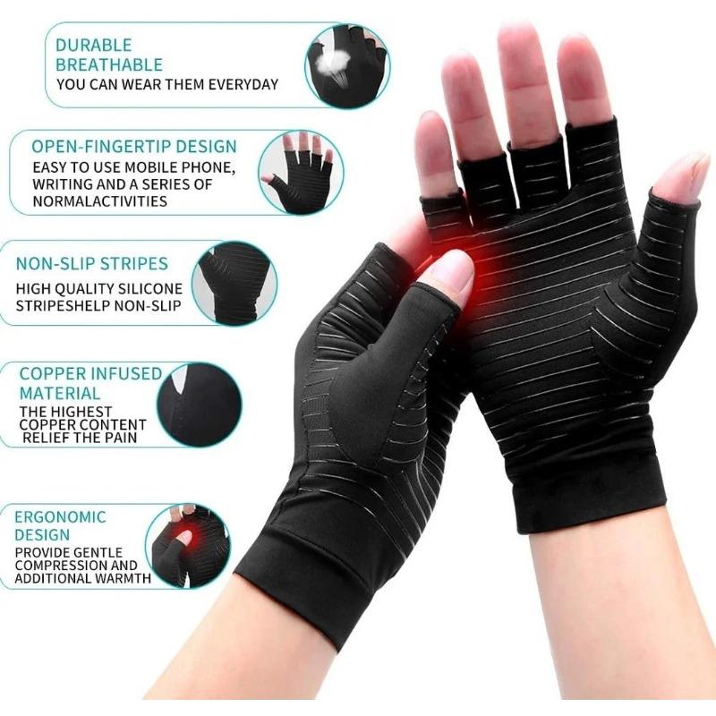 1 Çift Bakır Kompresyon Artrit Eldiveni Bilgisayar Yazımı İçin Parmaksız