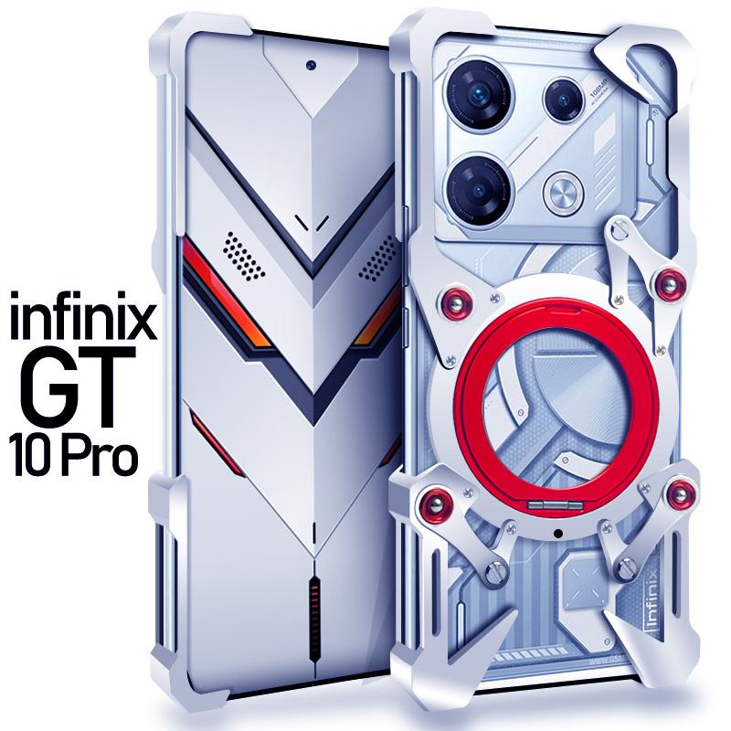Aluminum Frameless Case For Infinix GT 20 Pro 10Pro Rotating Bracket Shell Metal Rimless Shockproof Cover