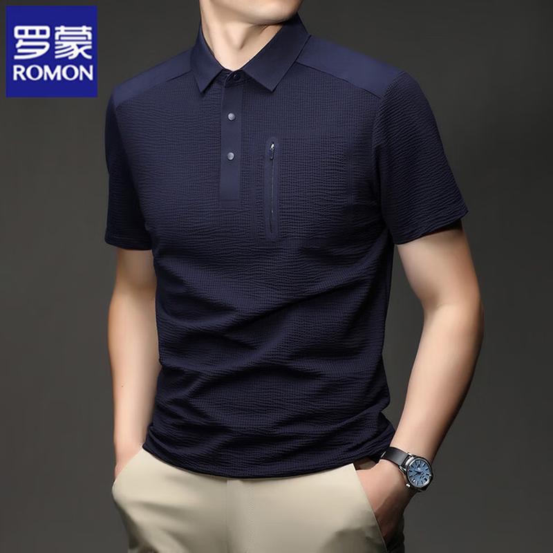 Romon Men's Ice Silk Sun Protection Casual Short Sleeve Polo Shirt