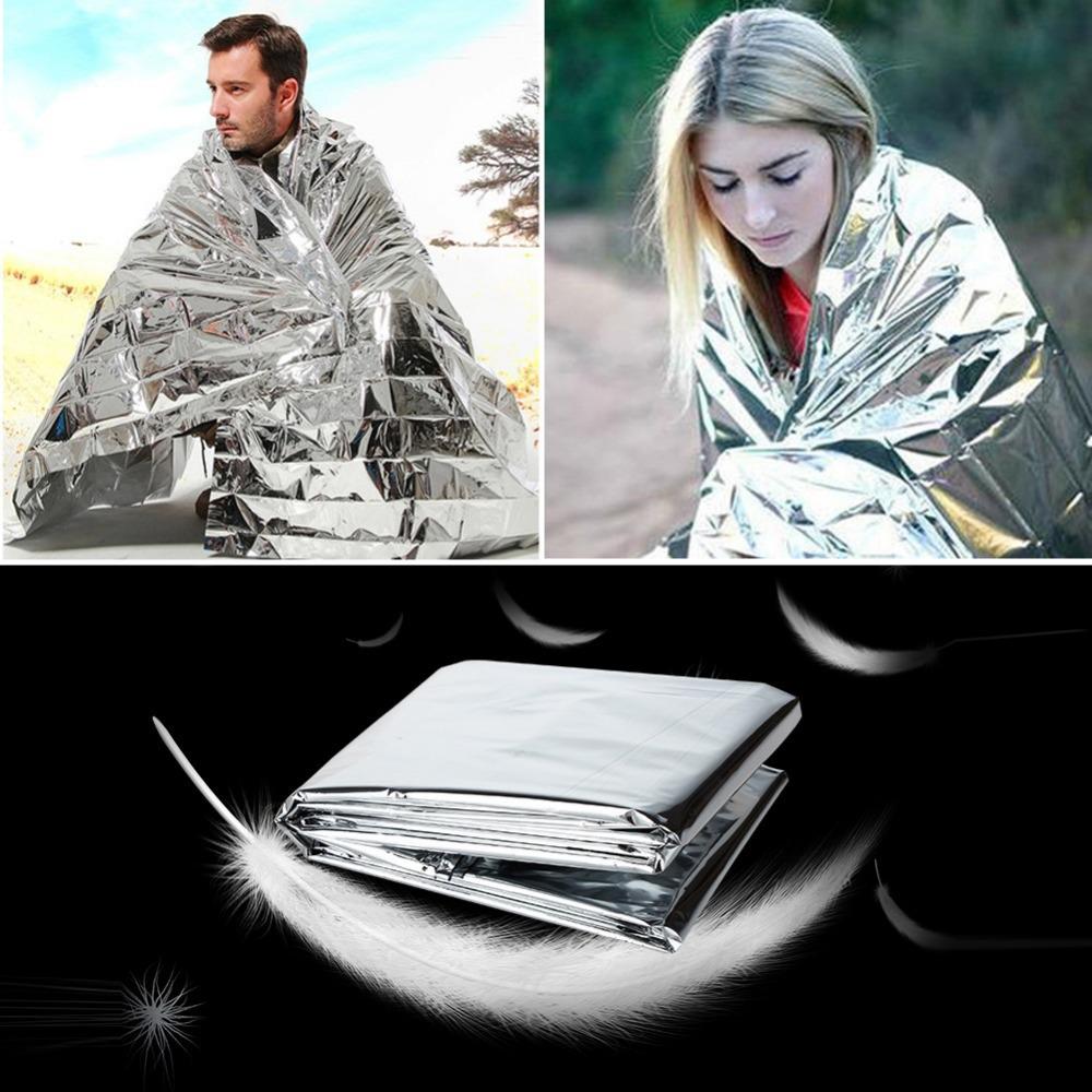 Outdoor Portable Multipurpose First Aid Blanket 210x130 Cm - Double-Sided Silver Survival Blanket with Thermal and Sun Protection