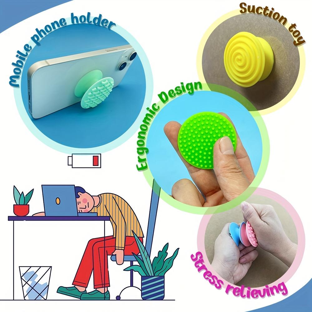 8pcs Silicone Touch Sensory Stone Toy Suction Cup Phone Stone Holder Stress Relief Squeeze Toy