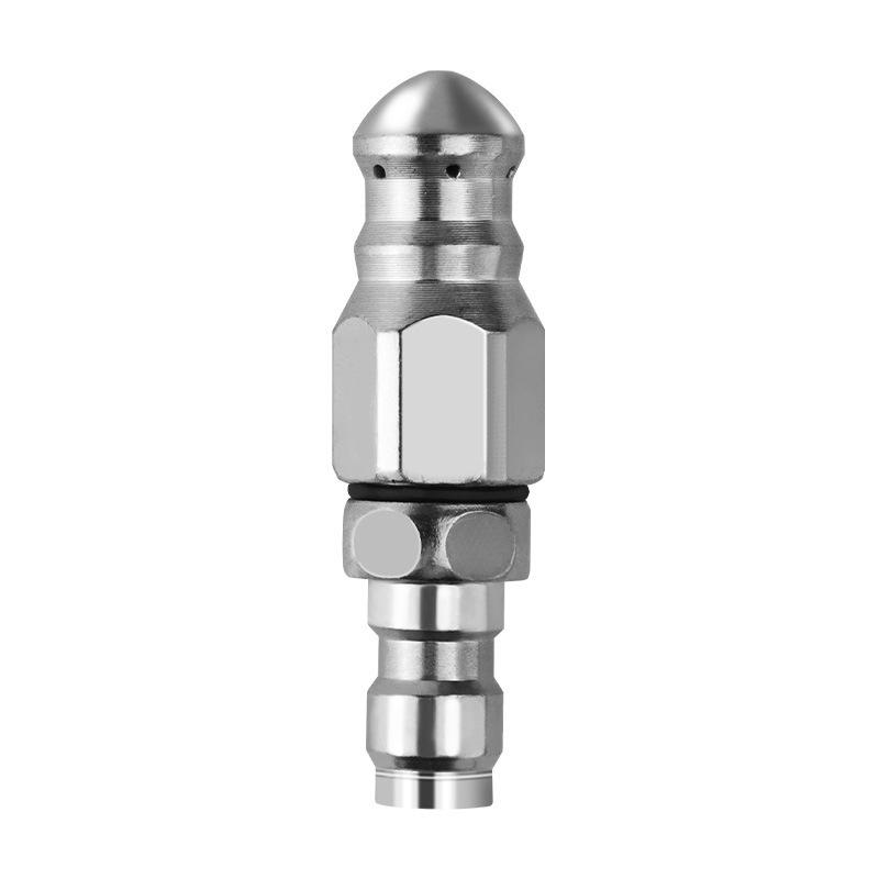 Stainless Steel High-Pressure Sewer Nozzle: 1 Front, 6 Rear Jets Stainless Steel High-Pressure Nozzle