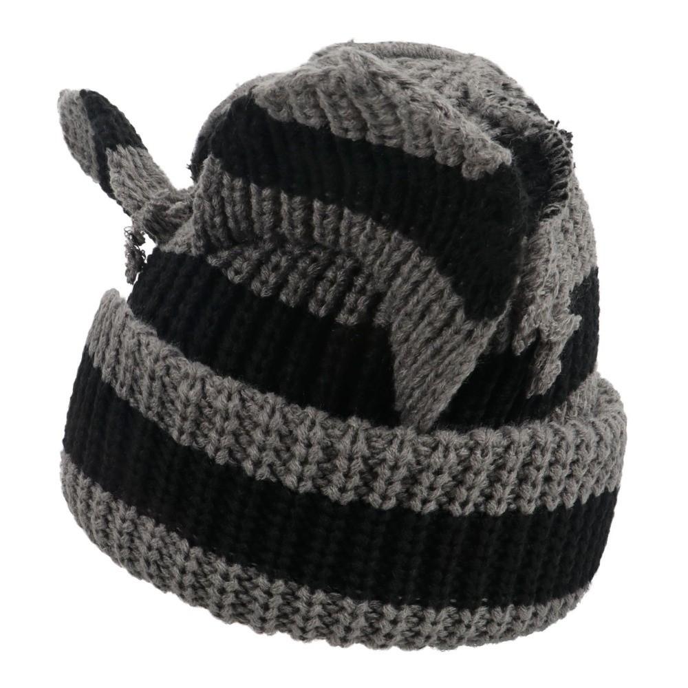 Stretchable Knit Cat Ear Beanie Yarn Striped Beanie Gifts Knitted Beanie Hat  Women and Men
