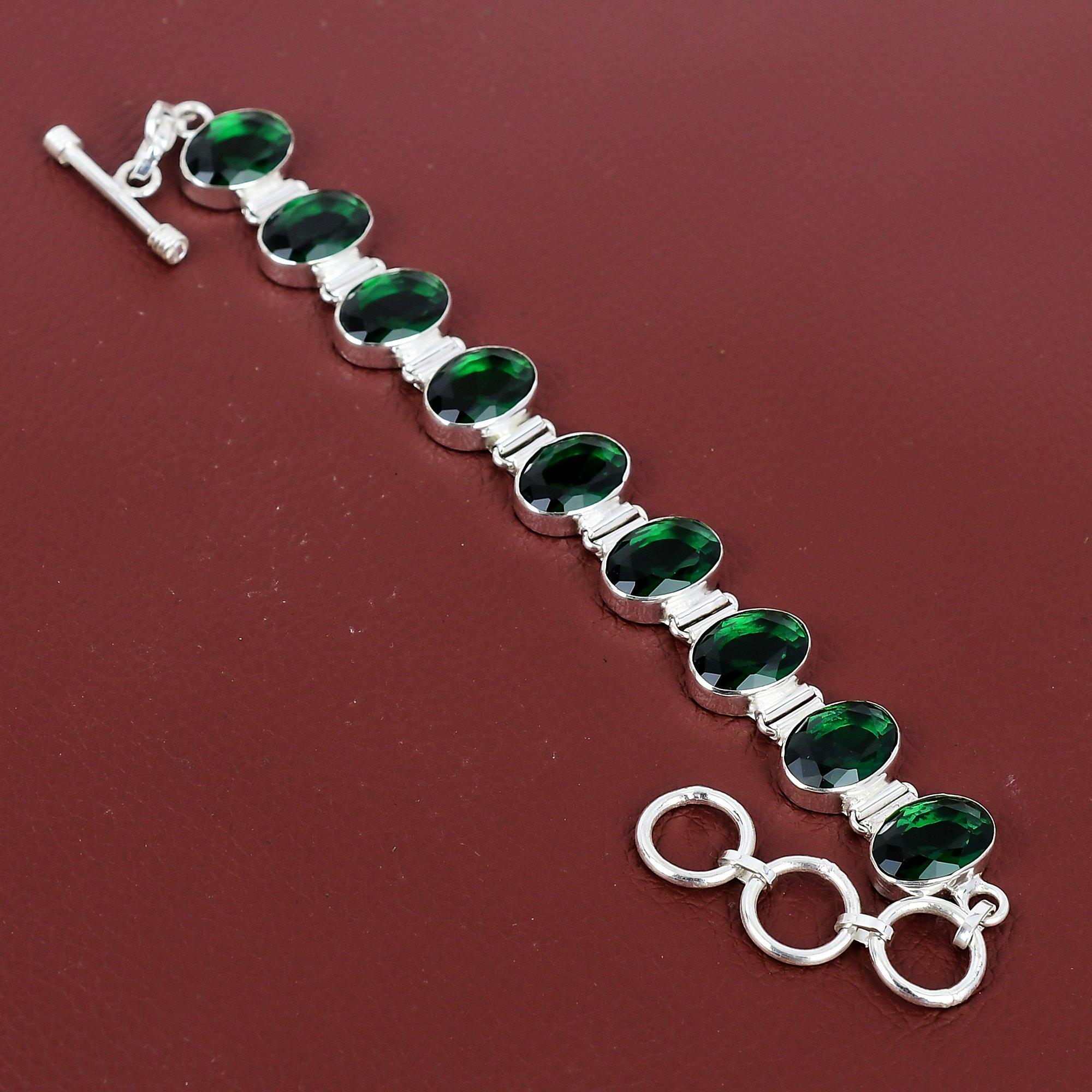 

Faceted Chrome Diopside Bracelet Gemstone Bracelet 925 Sterling Silver Bracelet Adjustable Chain Bracelet Handmade Jewelry Engagement Gifts Adjustable