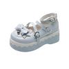Spring New Wedge Shoes Women Round Head Shallow Bow Line with Waterproof Platform Anti-slip Wear-resistant Mary Single Shoes