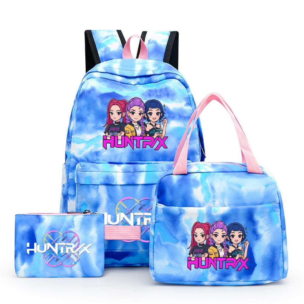 3Pcs/set Cartoon Anime Kpop Printed Backpack with Lunch Bag Pengcil Case Large Capacity Travel Bag for Teenager Girl Boy Bookbag Kid Gift Rucksak
