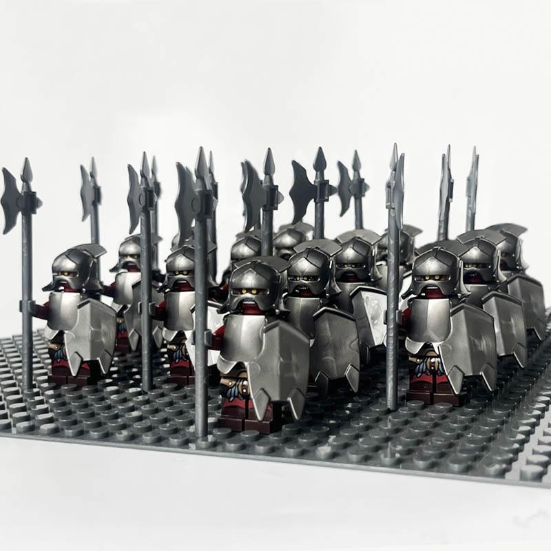 13 Pcs Demon World Noldor Elf Soldier Minifigures, Building Blocks Army Set with Spear Crossbow Axe, Educational Bricks Kid Toys