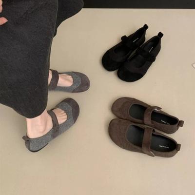 Fashion Women's Mary Jane Flats New Genuine Leather Round Toe Mary Jane Shoes Low-Heel Flat Shallow Ballet Slip On Shoes Soft Female