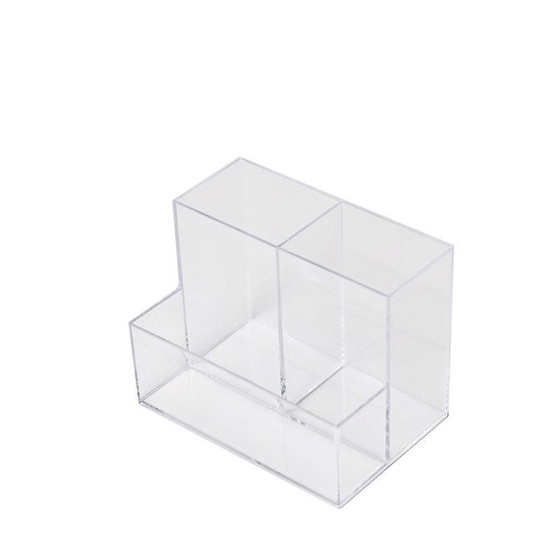 

Ins Transparent Pen Holder Acrylic Pen Bucket Student Office Desktop Finishing Storage Box Makeup Brush Storage Bucket three squares прозрачный