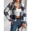 Autumn Women's Casual Plaid Long Sleeve Tweed Jacket